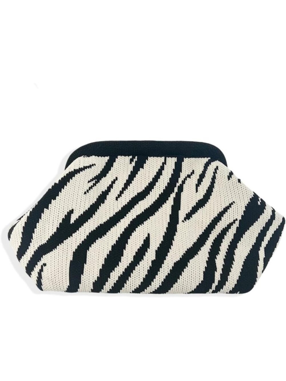 Zebra Print Crochet Clutch Purse - Stylish Black & White Striped Handbag